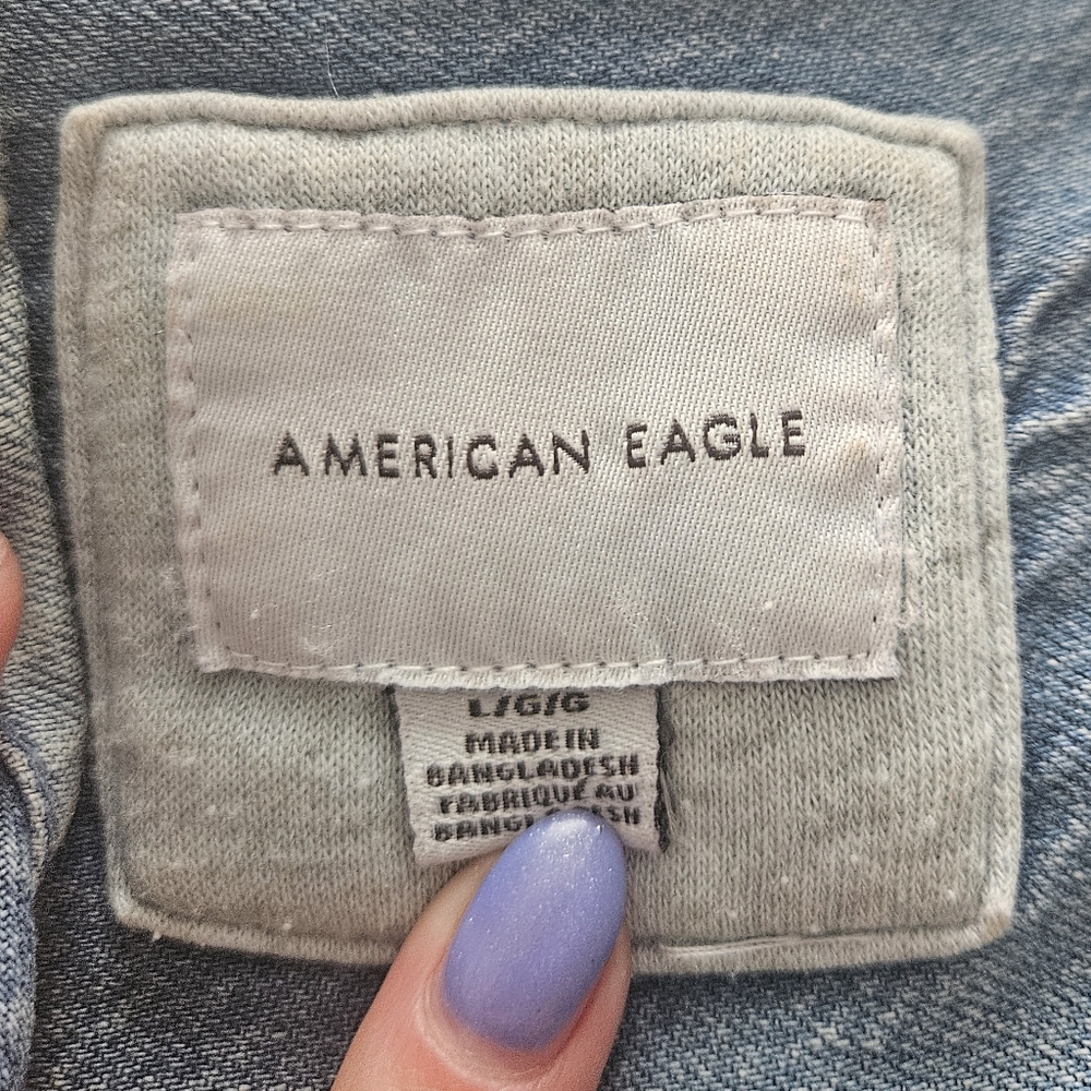 American Eagle cropped faux denim sweatshirt - Picture 3 of 5